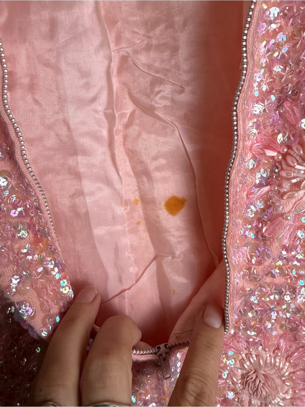 Vintage Beaded and Sequined Floral Sleeveless Blouse Pink Medium - Picture 5 of 5